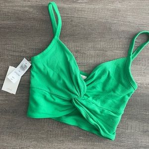 Aritzia Wilfred Bay crop top in gloss green